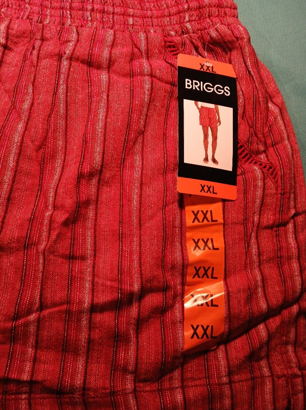 Briggs Women's Shorts XXL Red Stripes Draw String Waist Linen Blend Short NWT - Picture 3 of 12